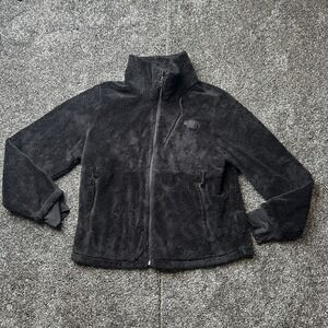 The North Face Sweater Womens XL Black Full Zip Fleece High Neck Pockets‎ Logo